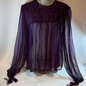 FREE PEOPLE Purple Sheer Blouse Size M